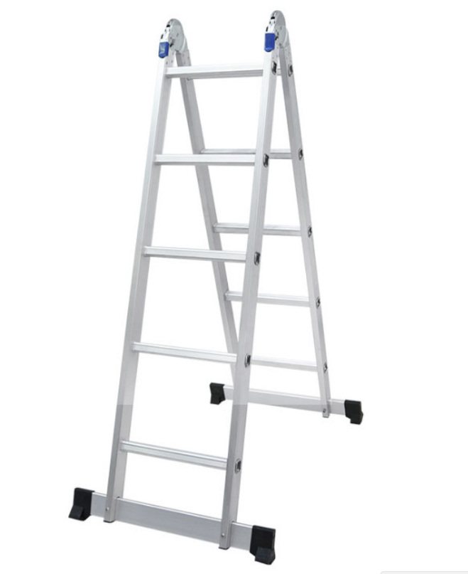 What material is used for the treads and platform surface of the climbing step ladder